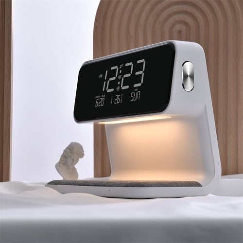 Budzik LED lampka nocna nowoczesna do sypialni