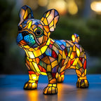 Lampa stołowa LED dekoracyjna mozaika buldog francuski