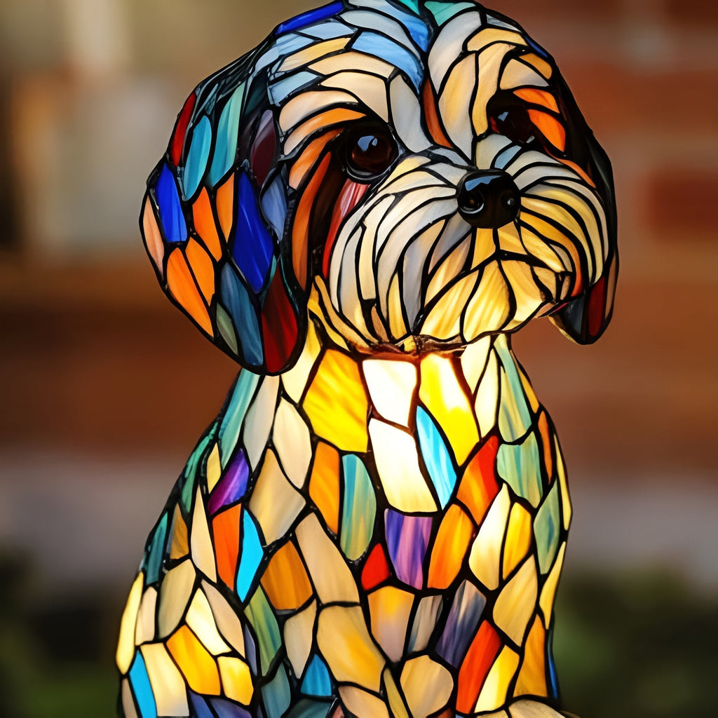 Lampa stołowa LED dekoracyjna mozaika yorkshire terrier