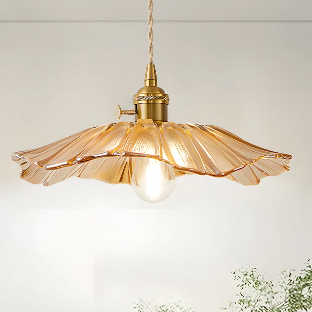 Lampa wisząca szklana kwiatowa elegancka