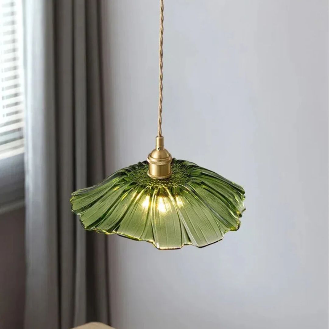 Lampa wisząca szklana kwiatowa elegancka
