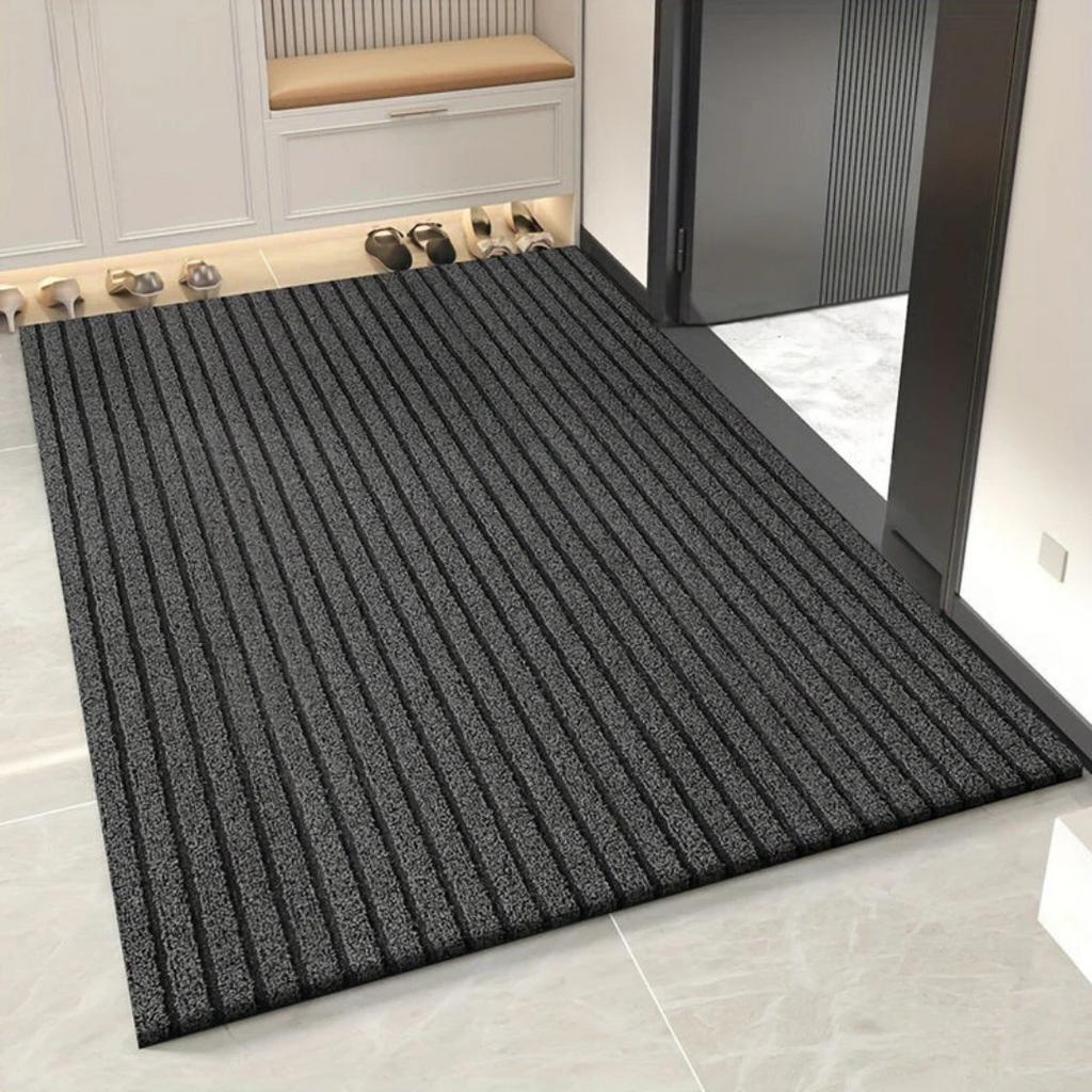Durable striped non-slip entrance mat