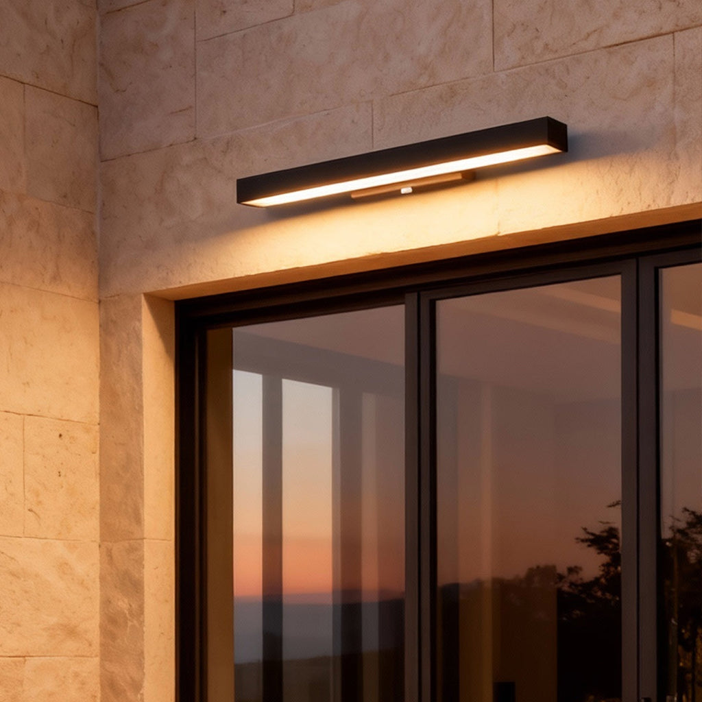 Zewnętrzna lampa ścienna nowoczesna czarna liniowa LED