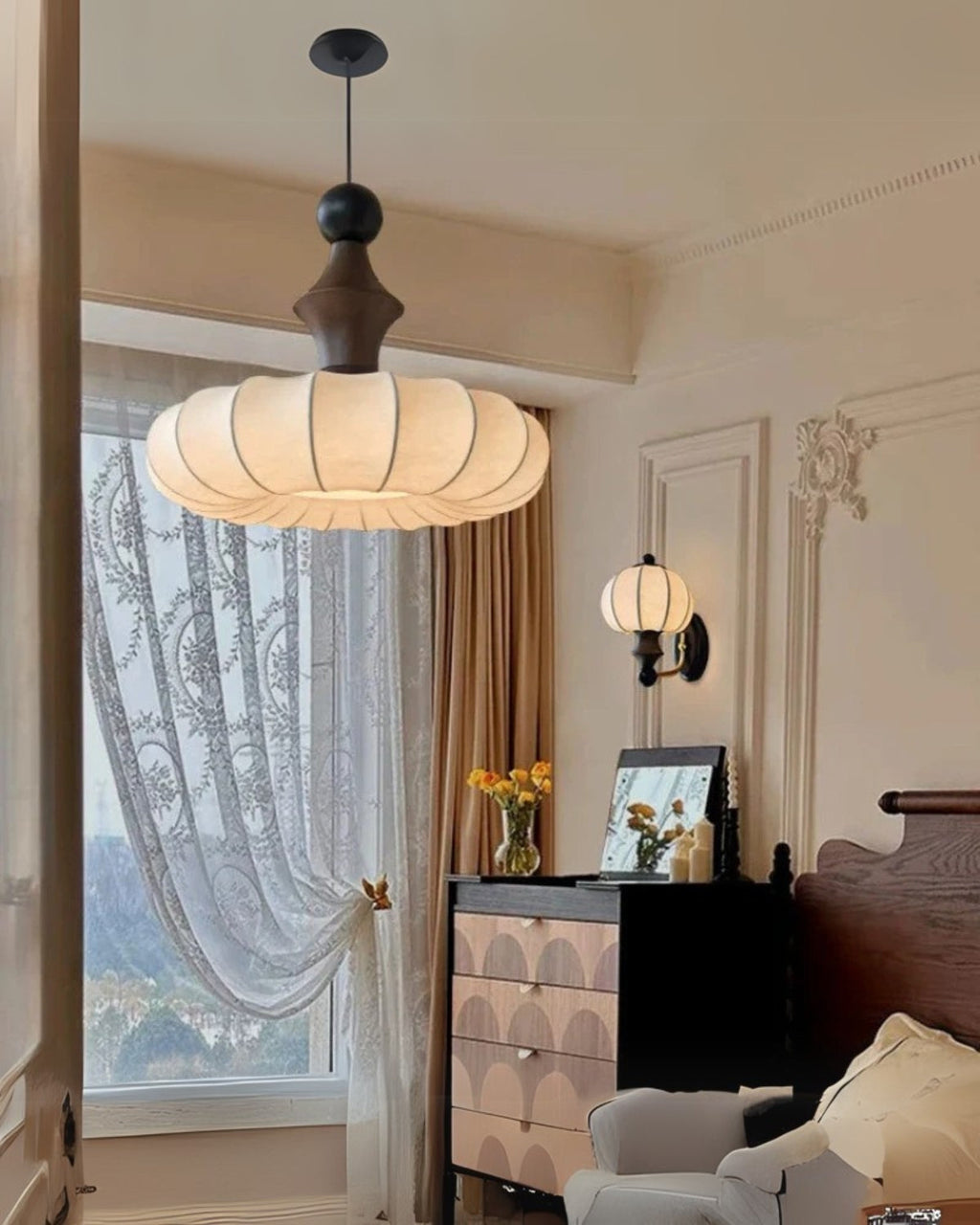 Lampa wisząca boho kokon żłobkowana nowoczesna