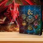 Kalendarz adwentowy RPG fantasy z figurkami i kośćmi do gry